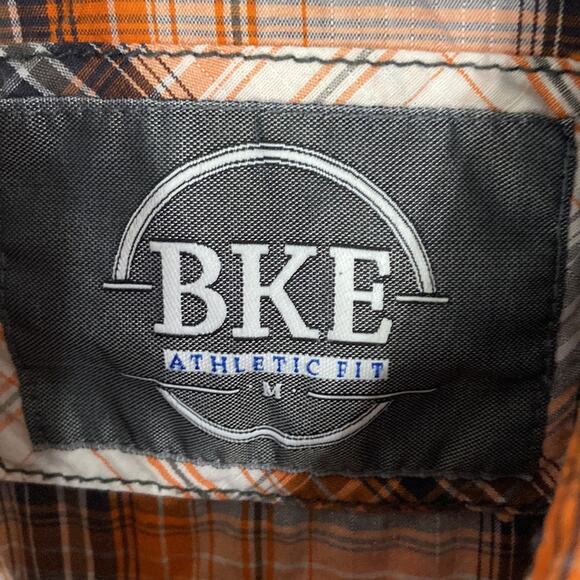 BKE Men Salmon/Gray Plaid Pattern Long Sleeve Button Down Shirt Size Medium - Picture 9 of 10